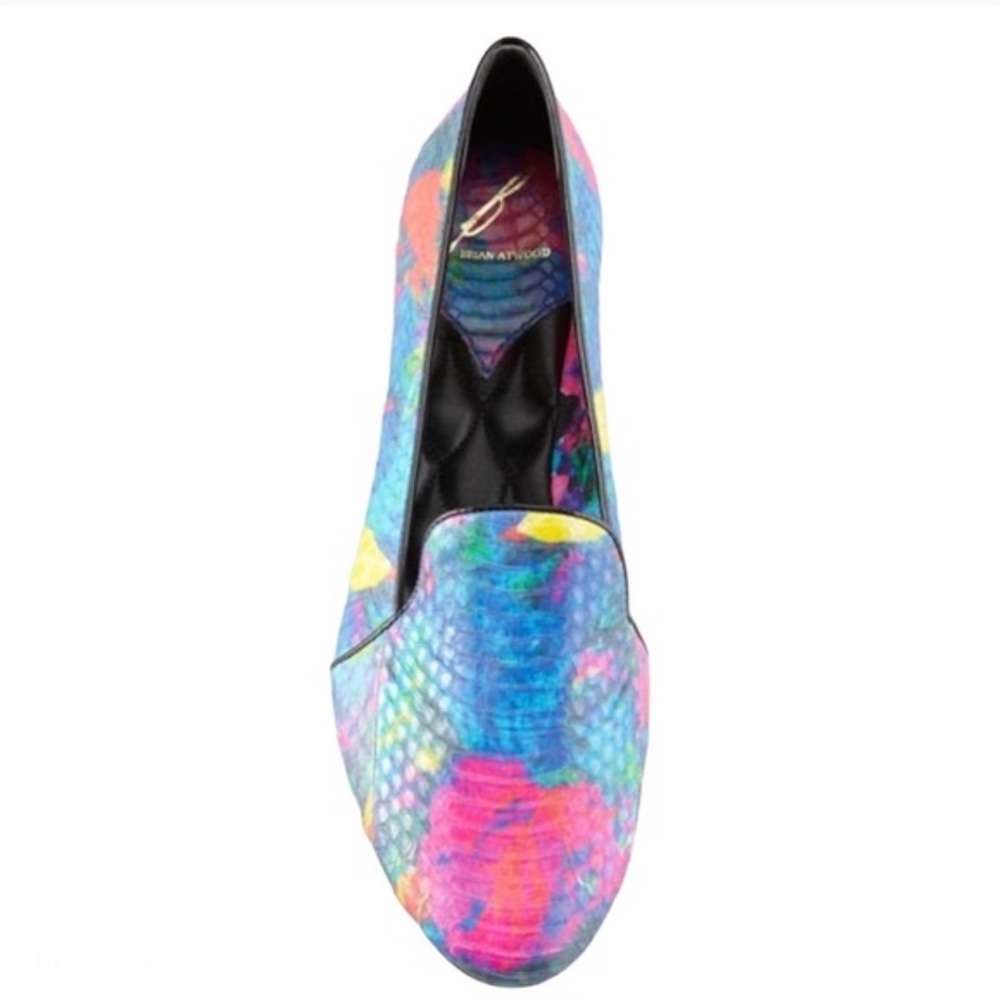 B Brian Atwood Claudelle Multicolor Python Loafers Flats shoes size 6